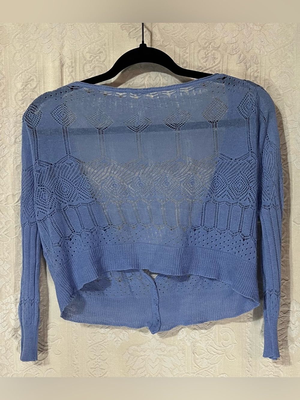 Free People Baby Blue Openwork Knit Top - Picture 2 of 5